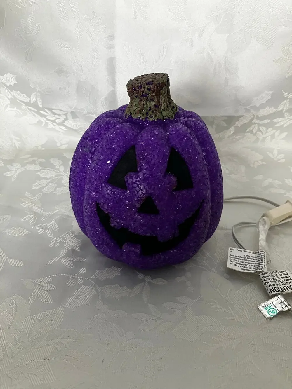 Purple Popcorn Plastic Pumpkin Light Jack O Lantern Halloween Decor Works
